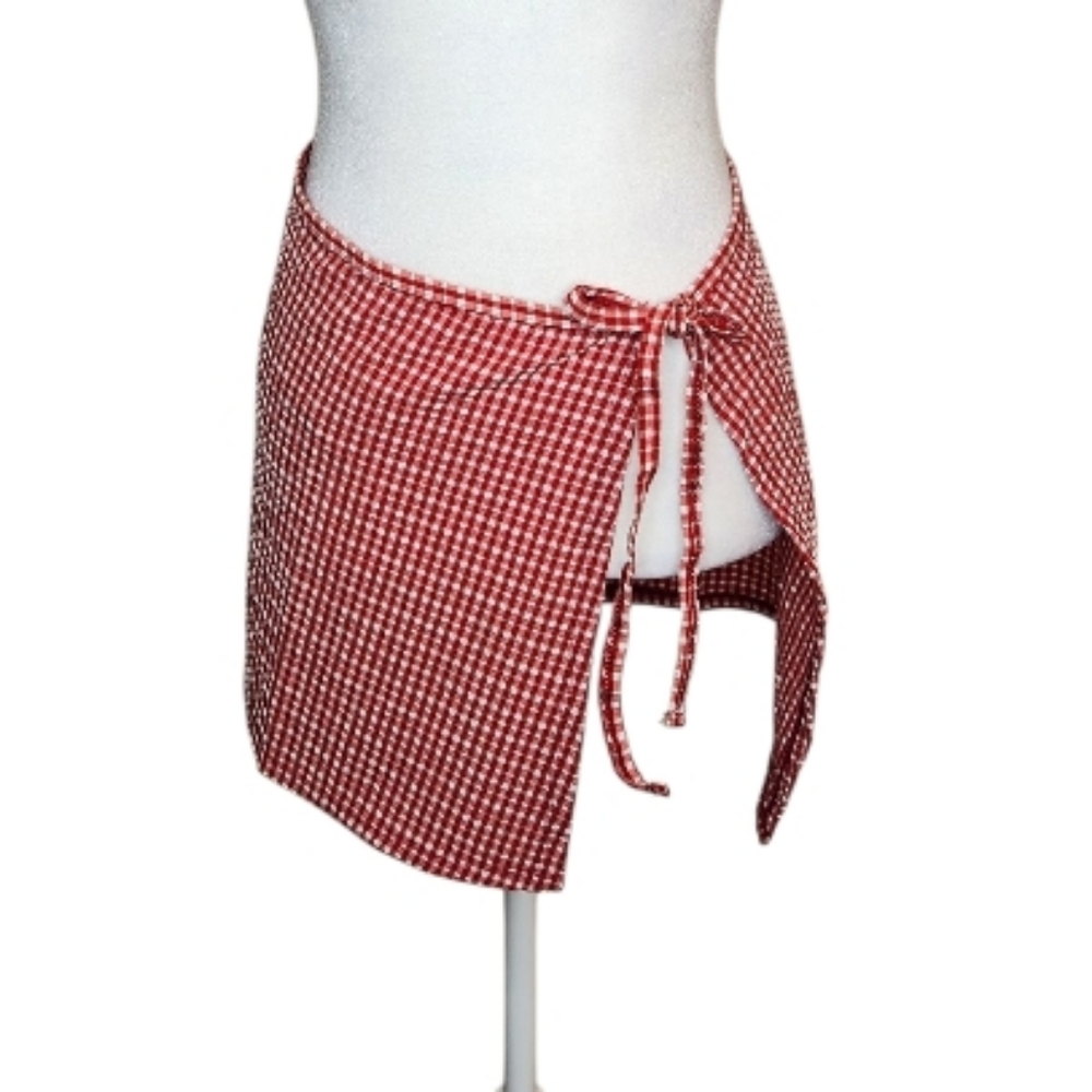 NEW Haute Swimwear Elsie Sarong Red and White Gingham Size L/XL
